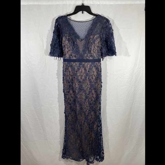 NEW $588 Tadashi Coriander Embroidered Tulle Gown - Picture 6 of 12